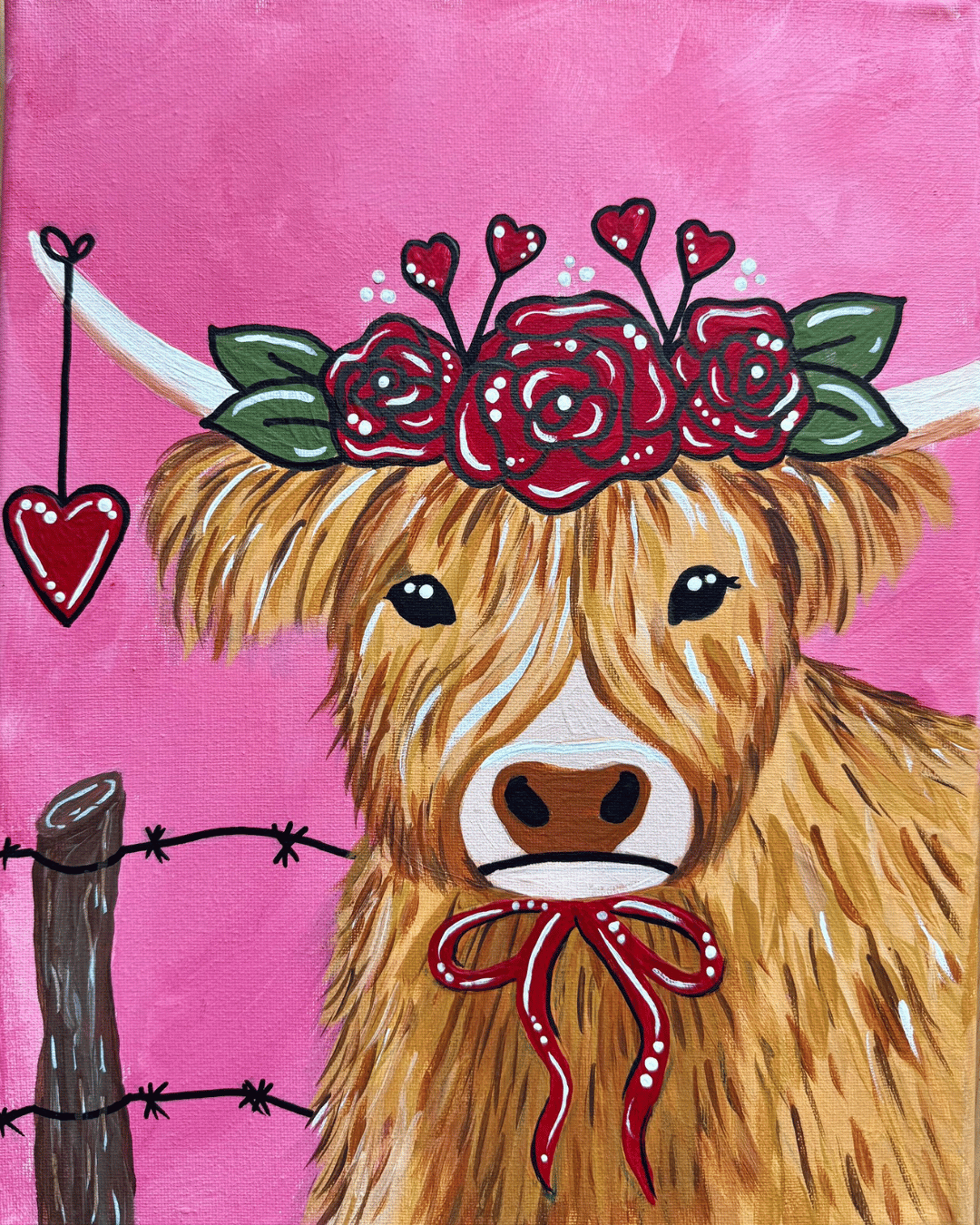 Honey Highlander Paint Party Bakersfield painting by Susan Anspach