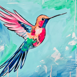 Hummingbird paint party canvas in Bakersfield with ReMARKable Paint Party by Susan Anspach