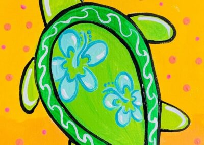 Sea turtle kids canvas for private paint party classes Bakersfield