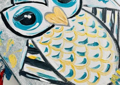 Owl kids project for private paint party classes Bakersfield with ReMARKable Paint Party