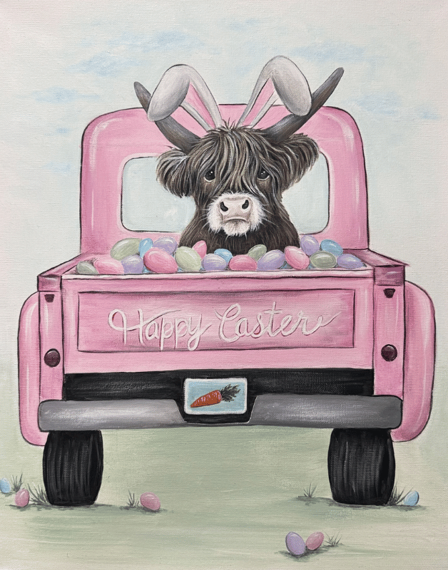 Easter Highlander Paint Party in Bakersfield with ReMARKable Paint Party by Susan Anspach